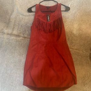 Fringe Cowgirl Rockabilly Suede-look Minidress